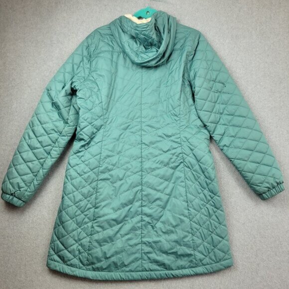 LL Bean Womens Fleece Lined Primaloft Jacket Coat Large Teal Blue Long - Picture 15 of 16